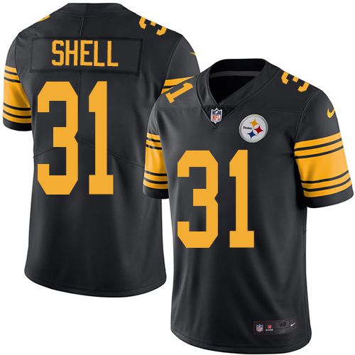 Men Pittsburgh Steelers 31 Shell Nike Black Vapor Color Rush Limited NFL Jersey